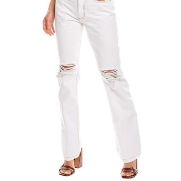 WeWoreWhat Icon Jean Zic Classic High-Waist Boot-Cut Stretch Twill White Denim - Picture 2 of 13